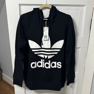 Adidas Black Hoodie with White Trefoil Logo